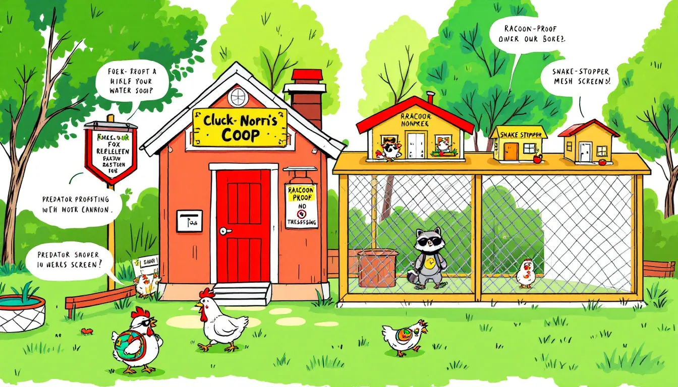 A chicken coop featuring nesting boxes and predator-proofing measures, important for chicken keepers.